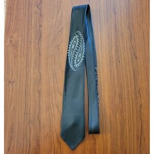 Vintage Wembley Black Paisley Yin Yang Necktie 56 X 2.5 Skinny